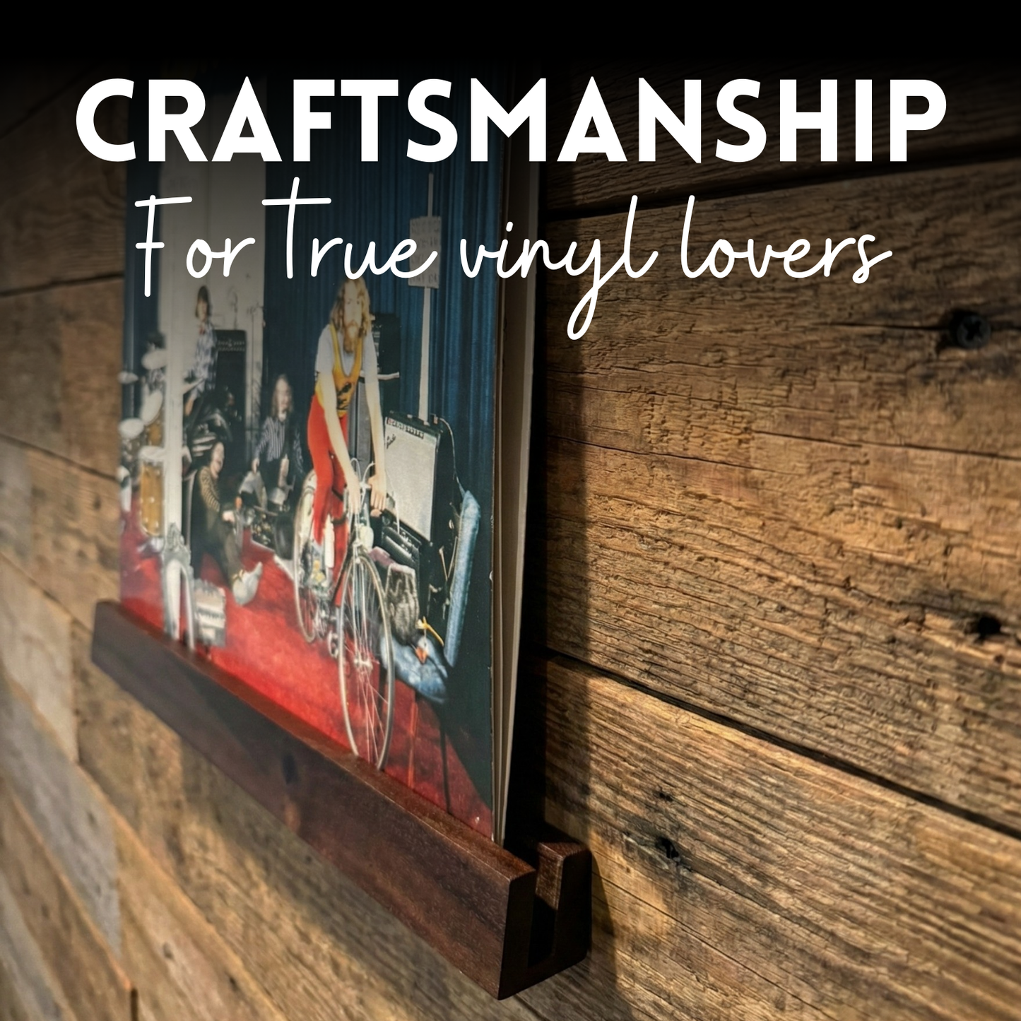 Acacia Wood Vinyl Record Display Shelf - 1 Pack (Craftsman Rack)