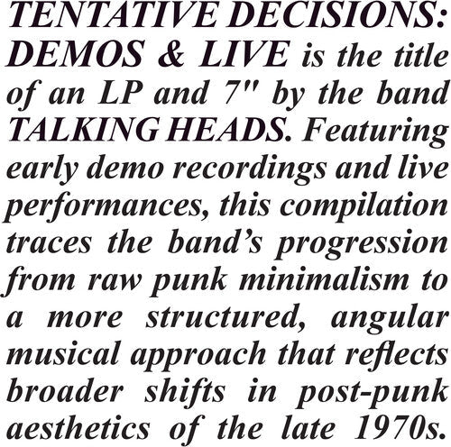 [PRE-ORDER] The Talking Heads - Tentative Decisions: Demos & Live [Release Date: 03/06/2026] [Vinyl]