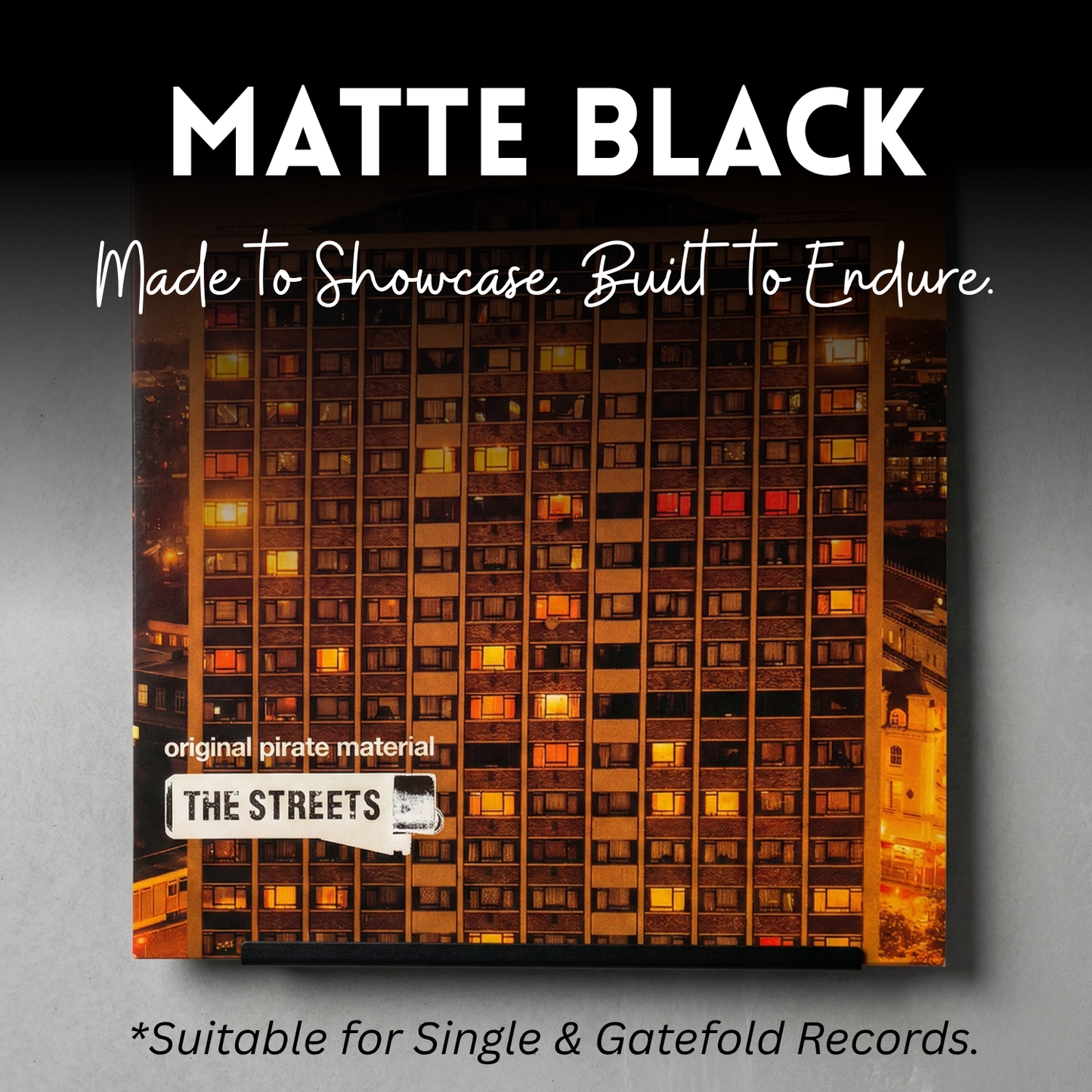 Black Metal Vinyl Record Floating Shelf - 1 Pack (Blacksmith Rack)