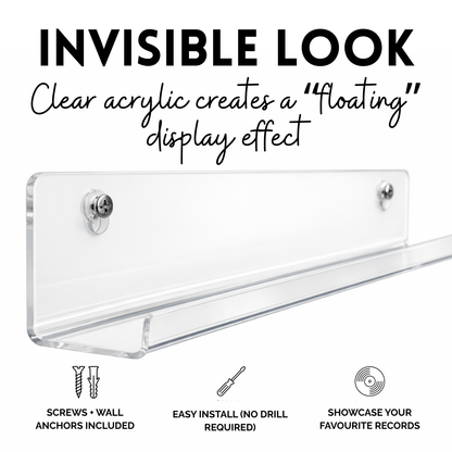 Clear Acrylic Vinyl Record Floating Shelf - 4 Pack (Ghost Racks)