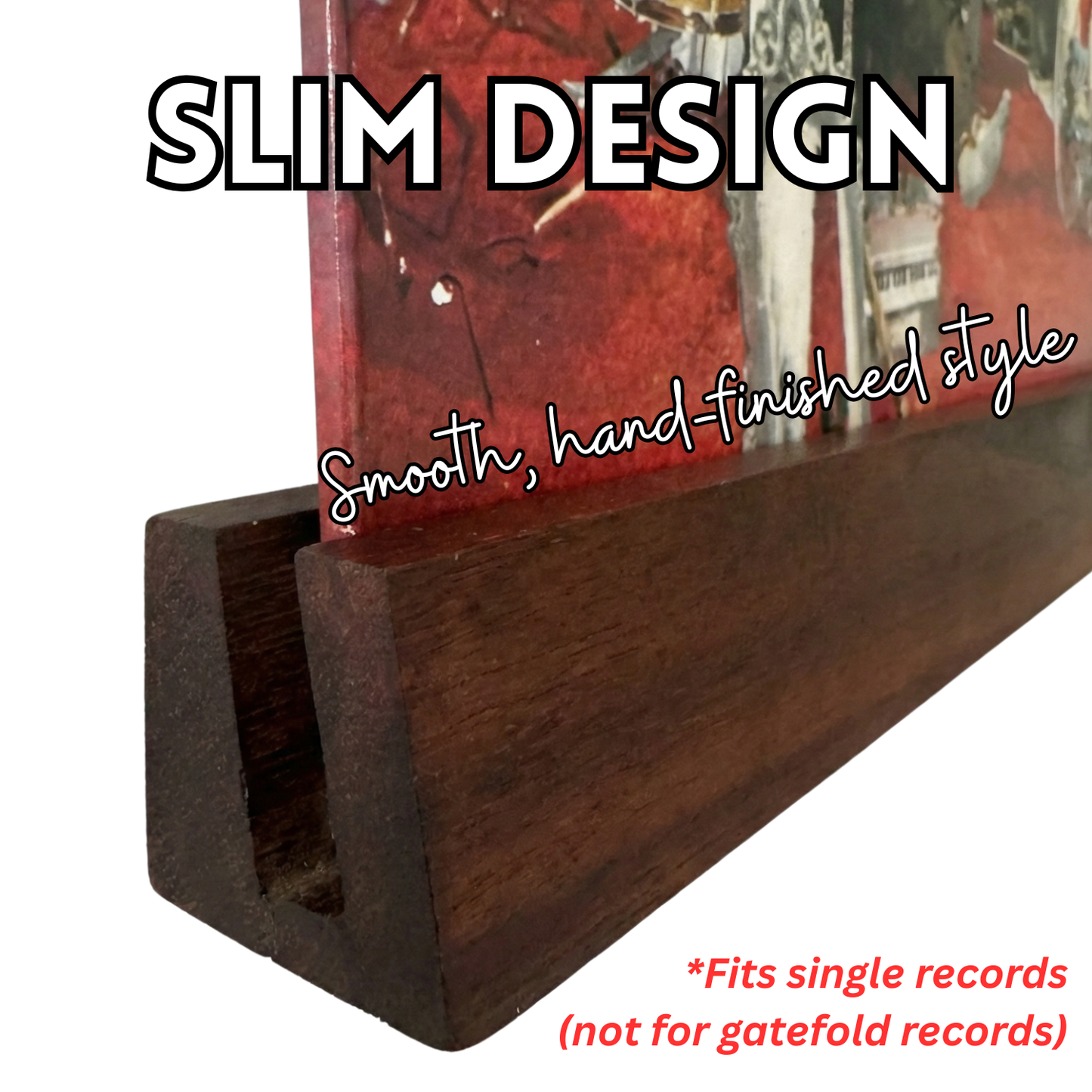 Acacia Wood Vinyl Record Display Shelf - 1 Pack (Craftsman Rack)